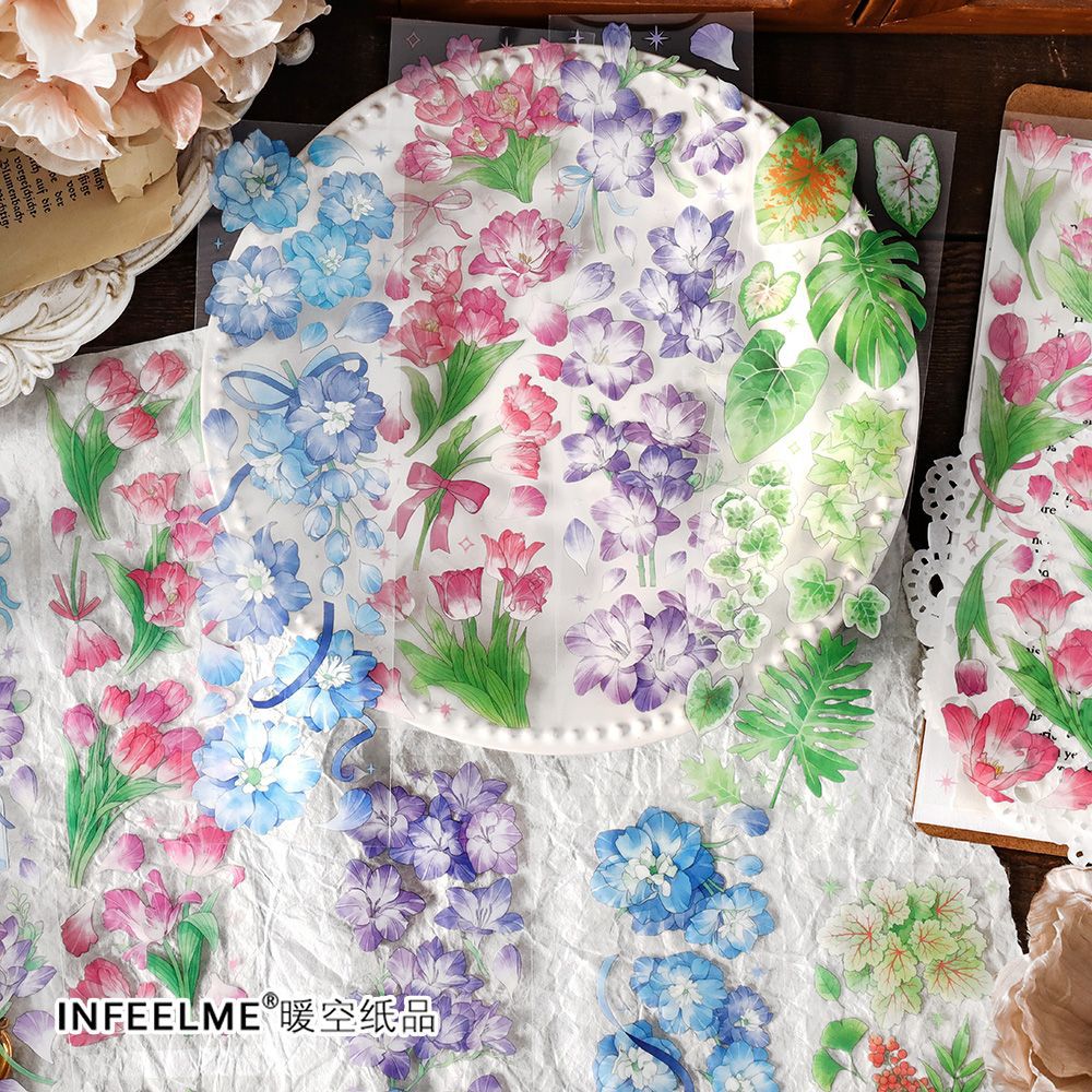 3 Pcs PET Flowers Stickers SJSY