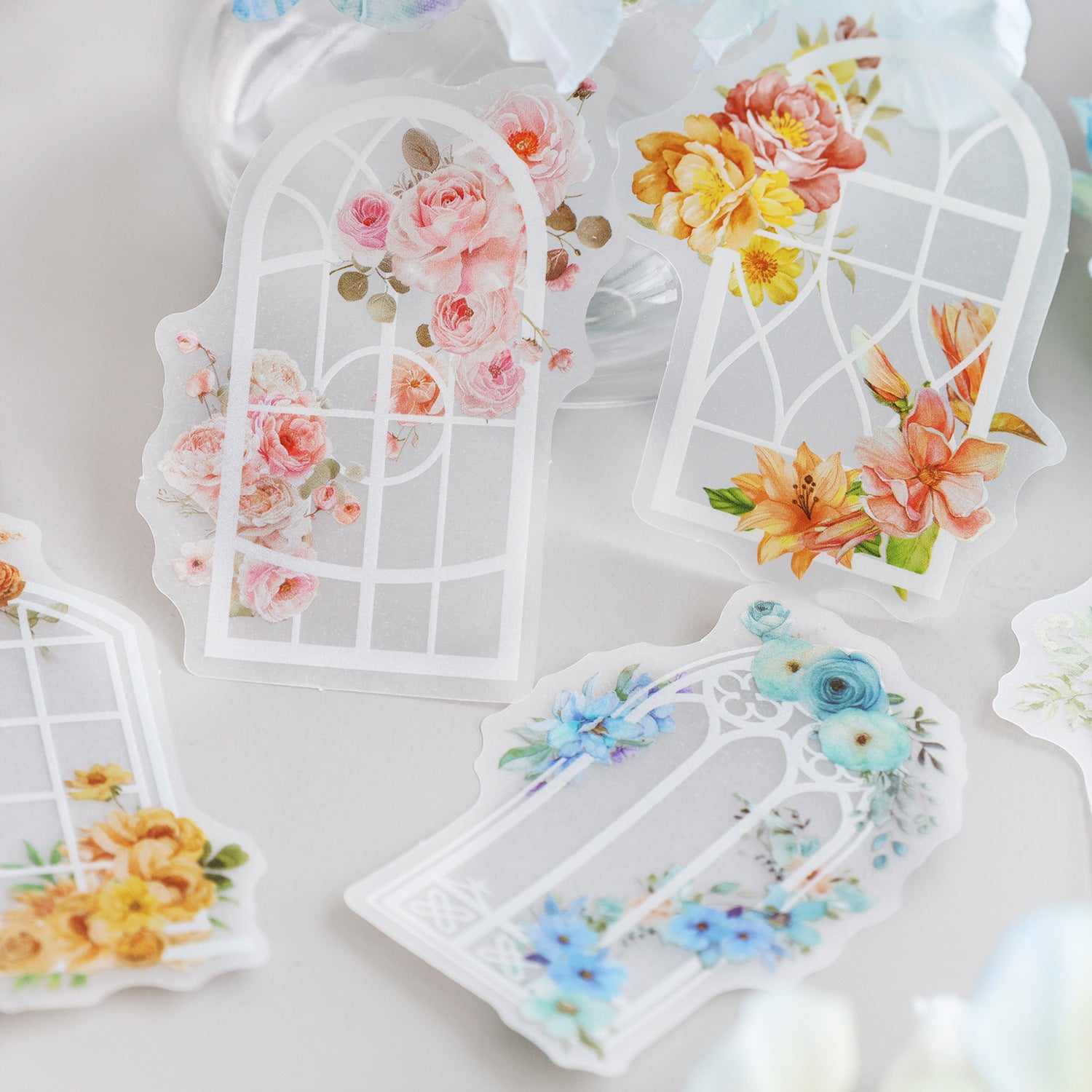 20 Pcs White Windows Themd Stickers LMCT