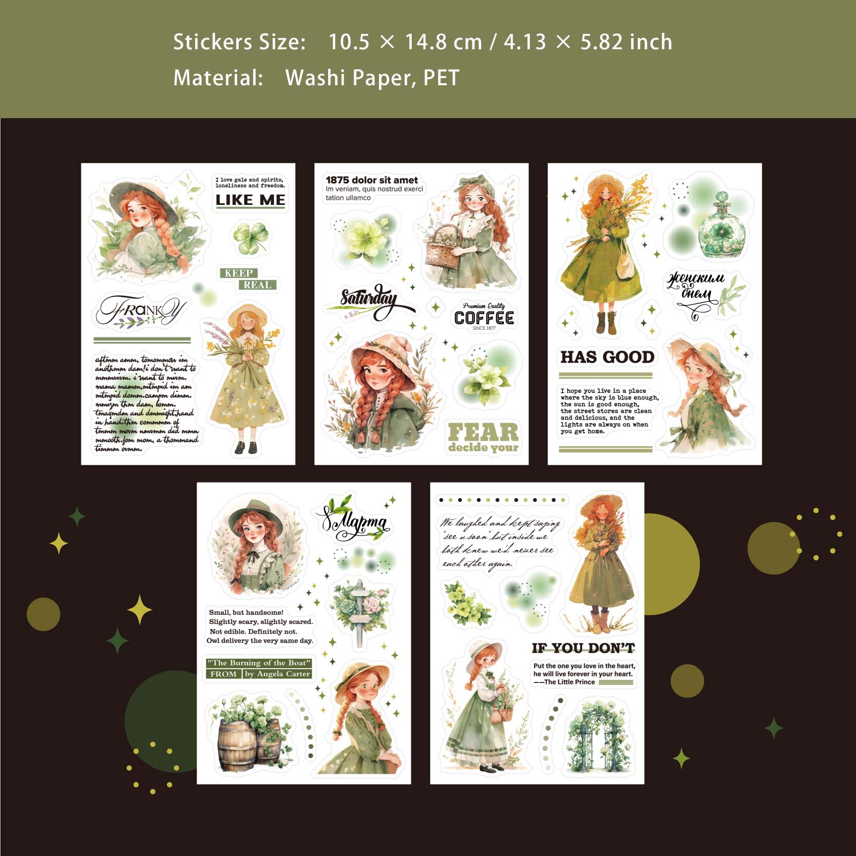 10 Sheets Fashion Girl Quote Stickers Book BLSN