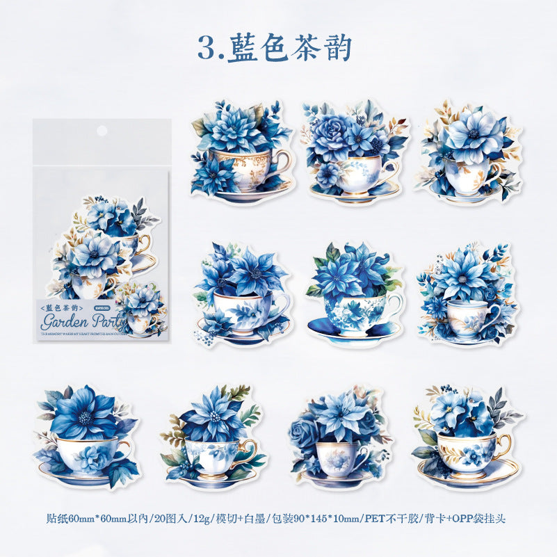 20 Pcs Mug and Flowers PET Stickers HYCHH