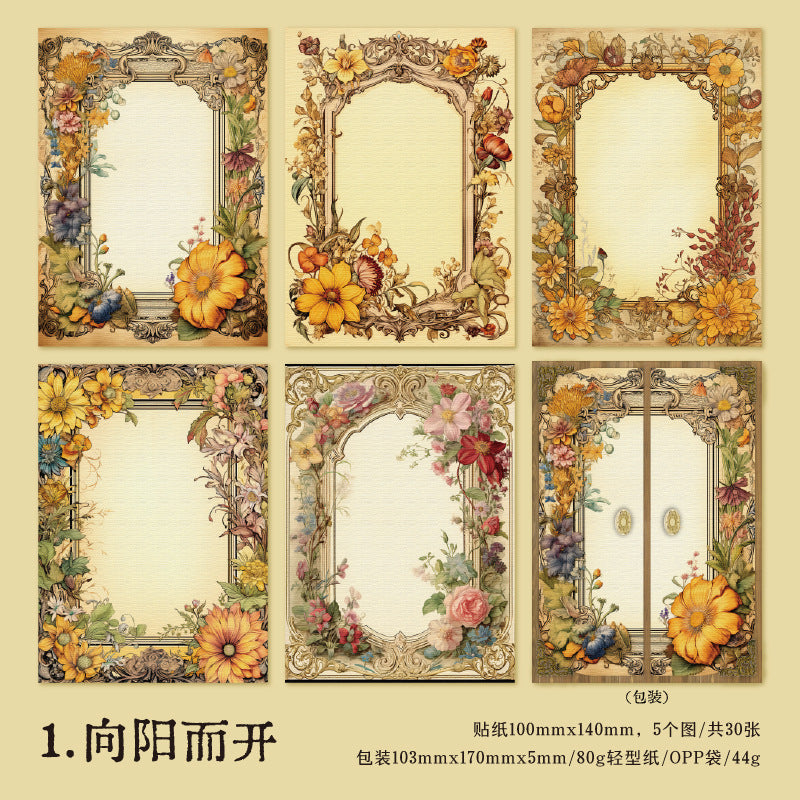 30 Pcs Vintage Floral Background Paper FFHY