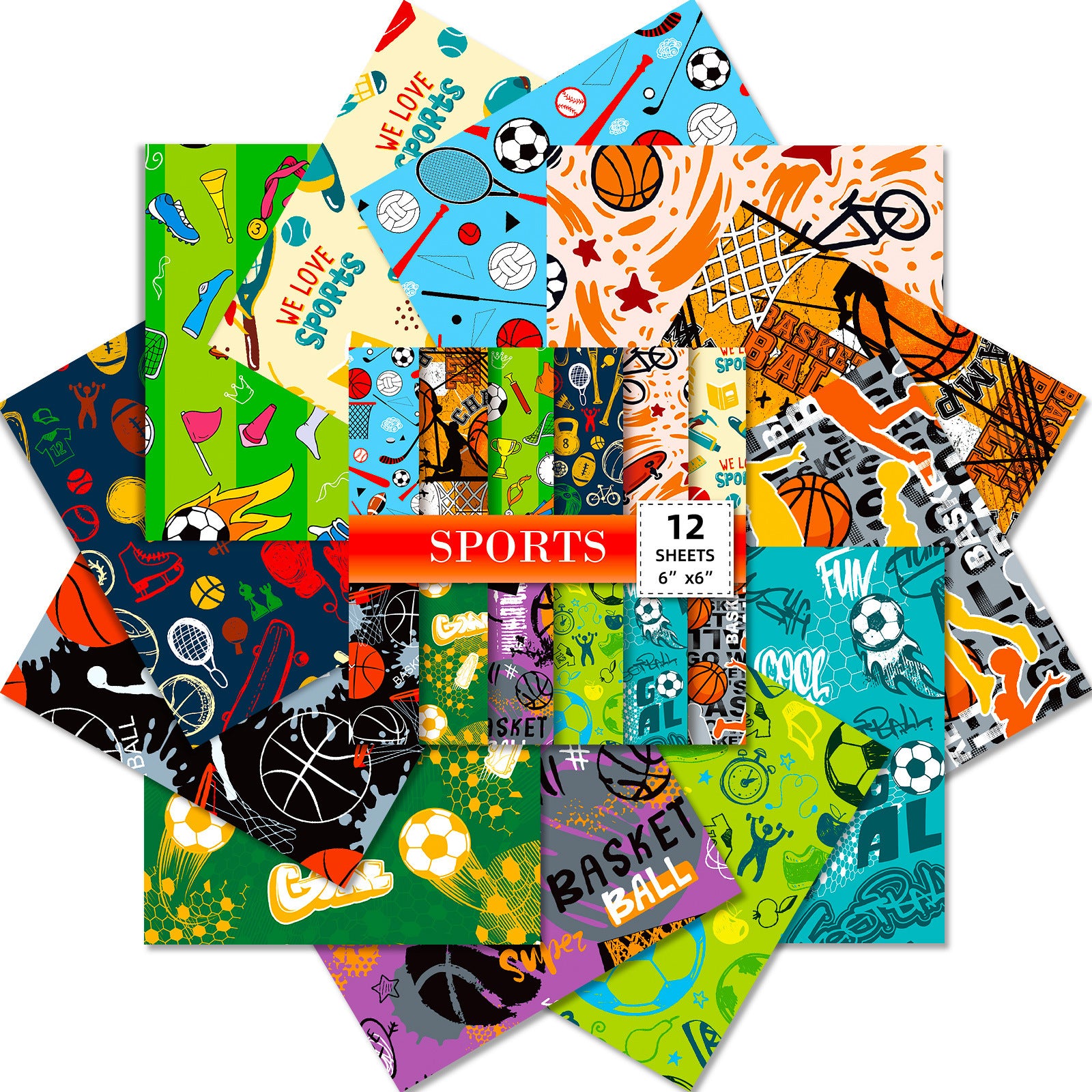 6 inch Sports Scrapbook Paper Pad PA788