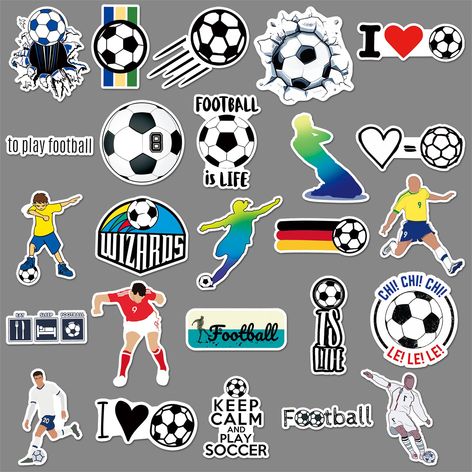 50Pcs Football Theme Waterproof Vinyl Stickers STY01
