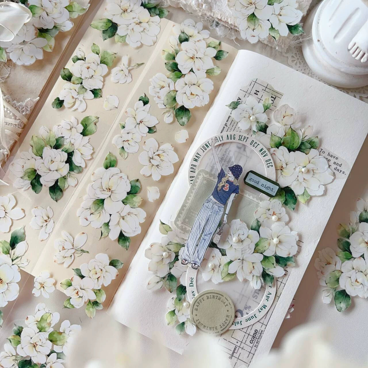 Floral Decorative Tape Rolls- Jasmine Elegance