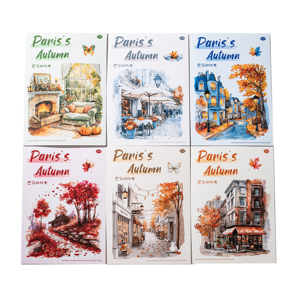 20 Sheets Autumn Paris Stickers Book BLDQT