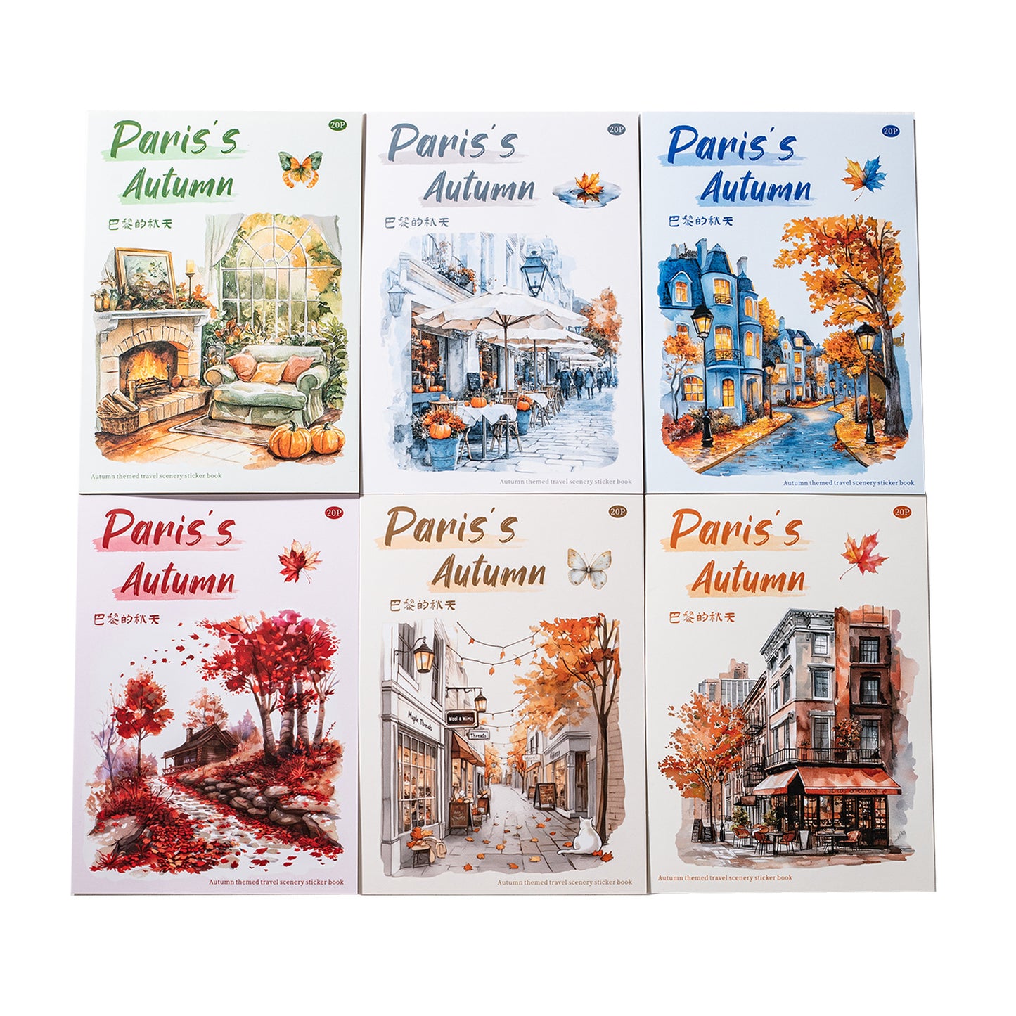 20 Sheets Autumn Paris Stickers Book BLDQT