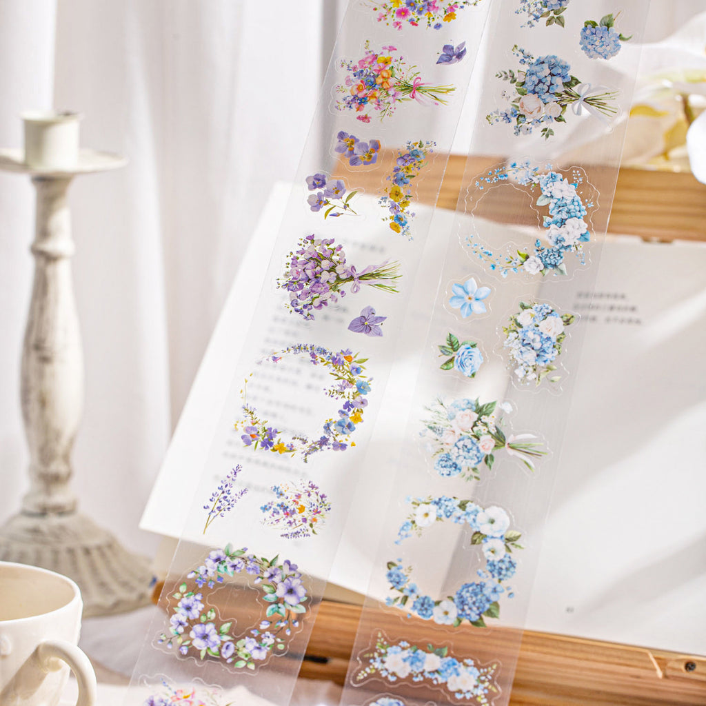 1 Roll Flower Theme PET Stickers Tape HRMXL