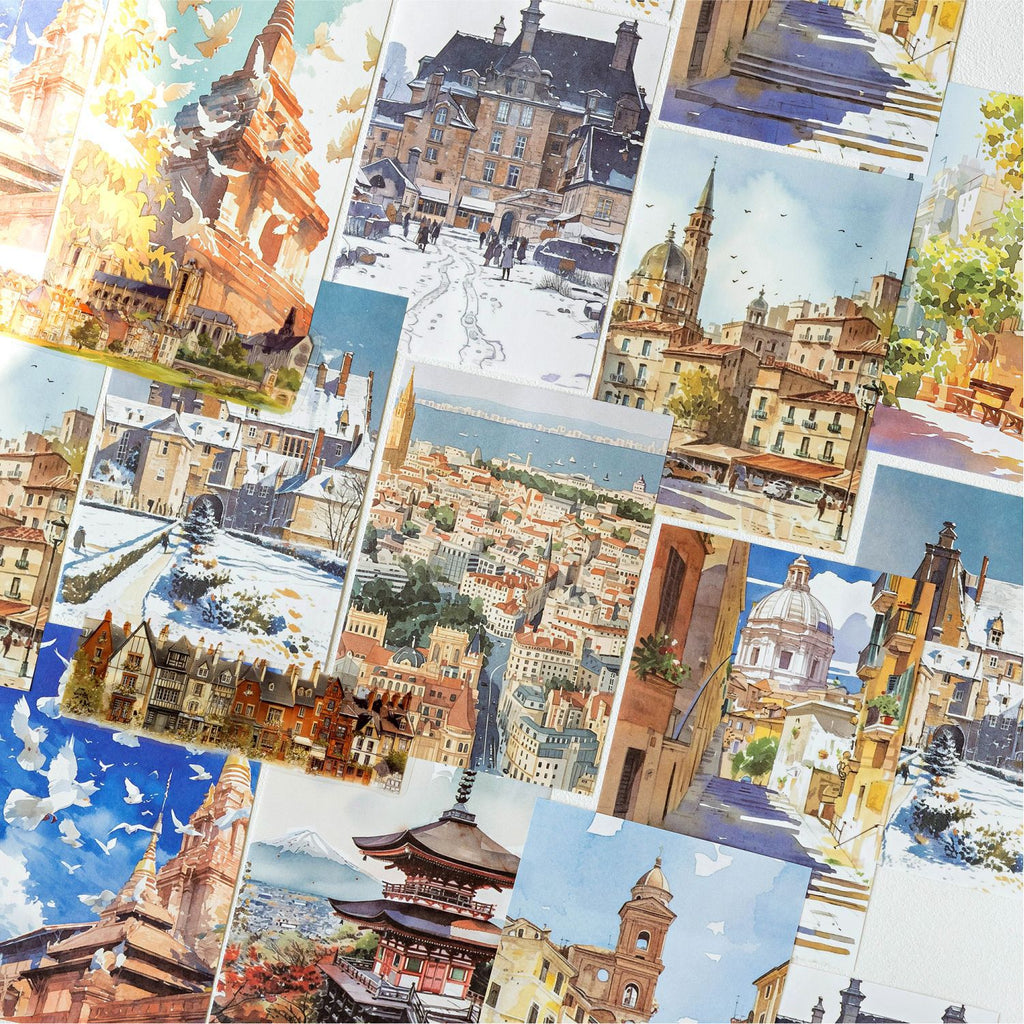 32 Pcs Travel Theme Scrapbook Paper XLZL