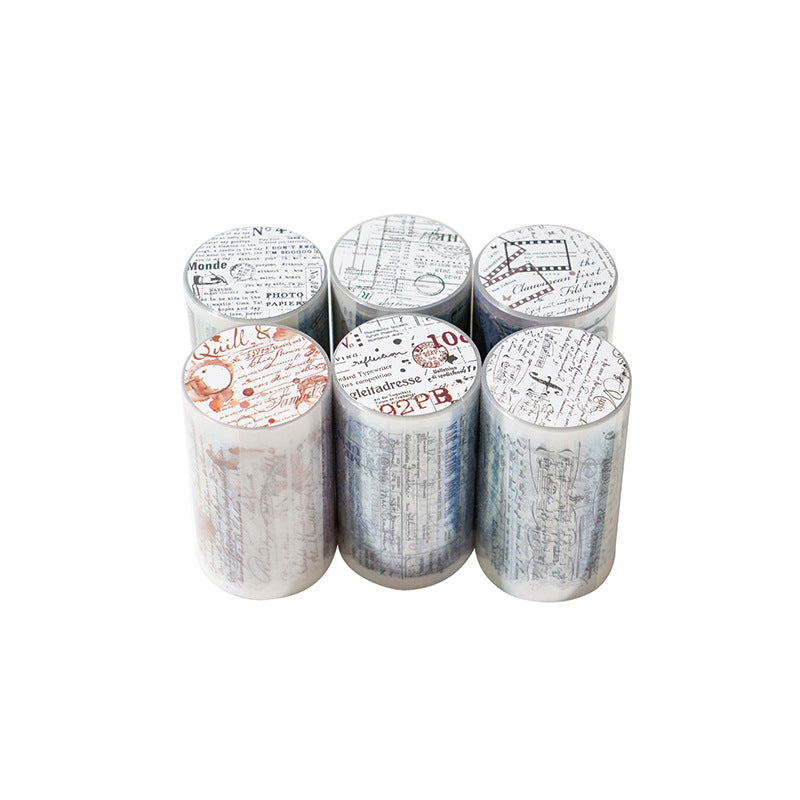 1 Roll Vintage Manuscript Theme PET Stickers Tape JYSZ