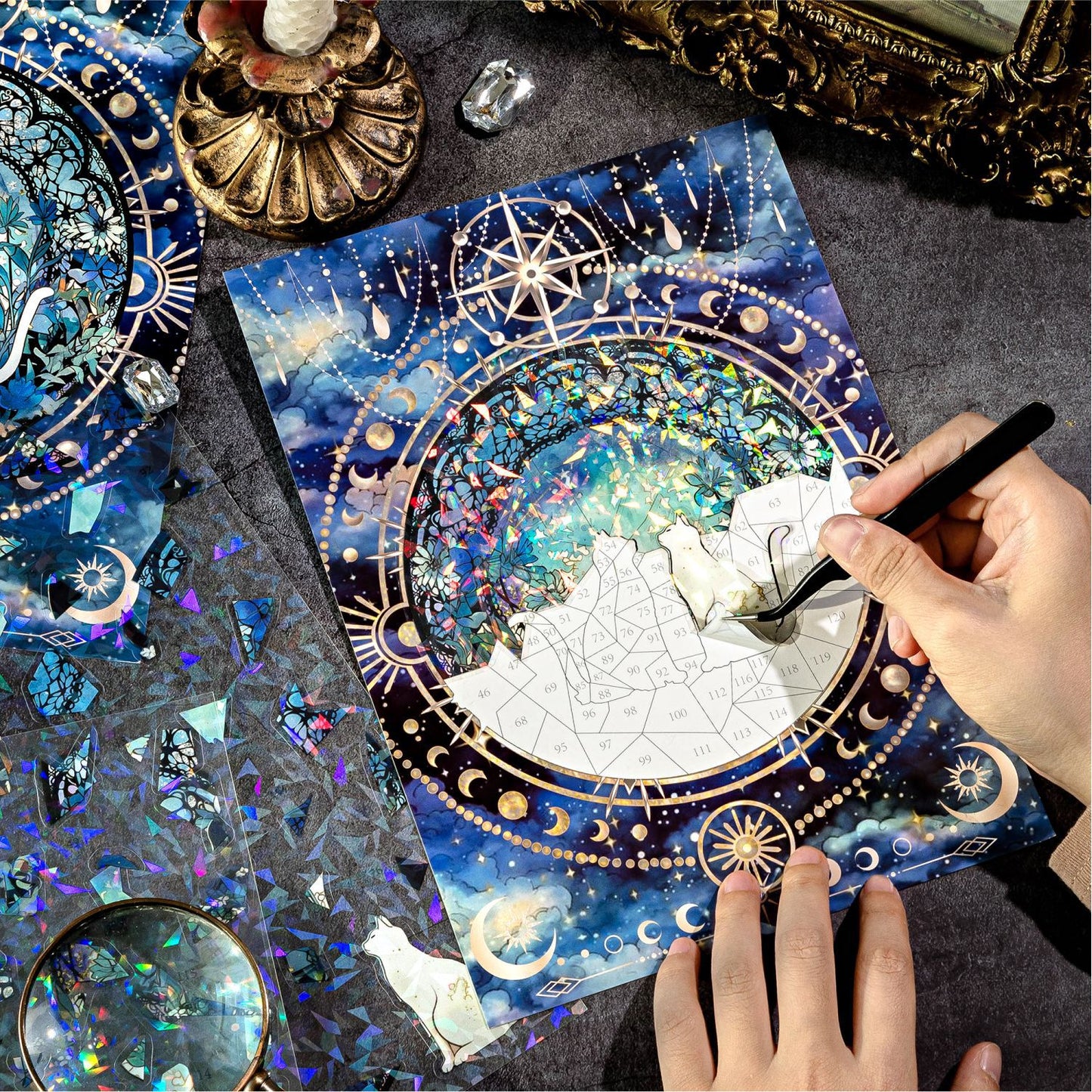 Vintage Cat Diy Puzzle  Stickers LGAY