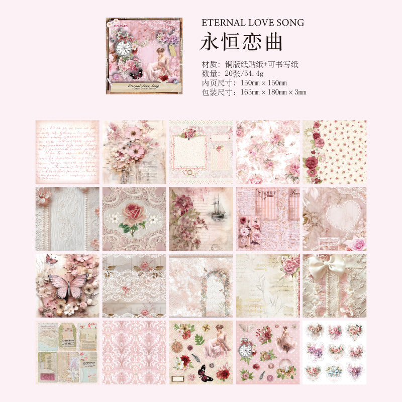 20 Pcs Vintage Floral Scrapbook Paper MJHY