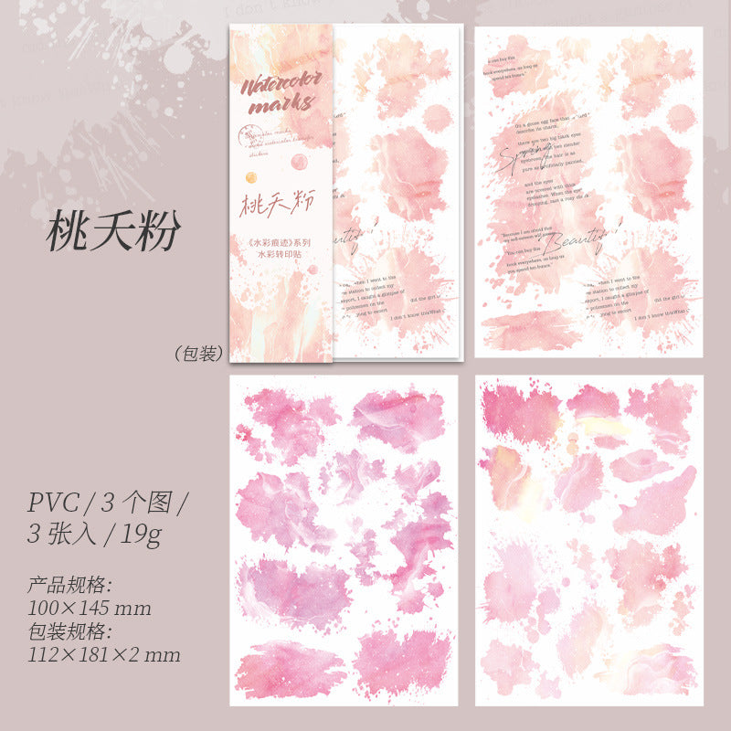 3 Pcs Watercolor Transfer Stickers SCHJ