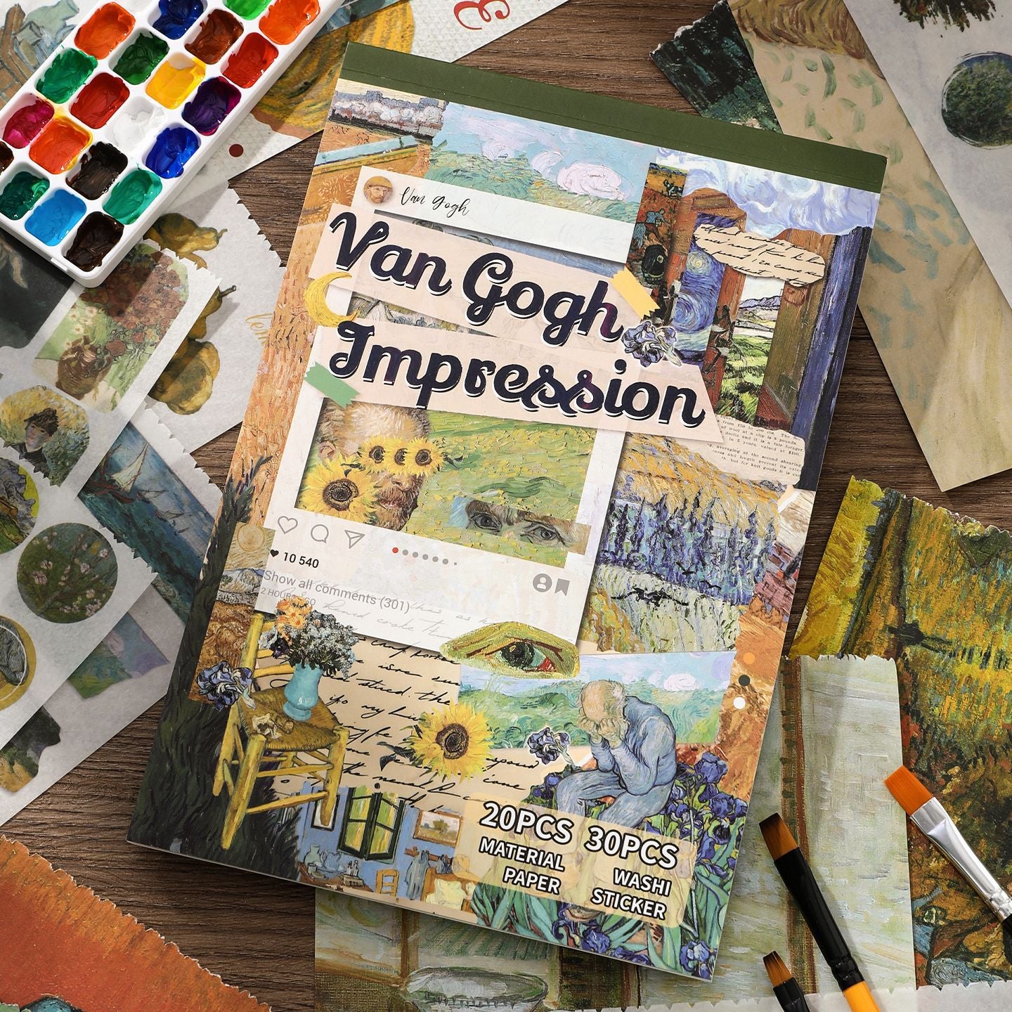 A5 Mixed Material Sticker Book - Van Gogh Impression