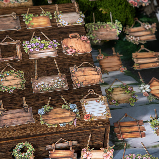 15 Pcs Wooden Sign Cardstock Stickers MJWY