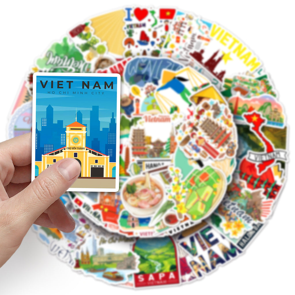 50Pcs Vietnam Travel Vinyl Stickers TRV17
