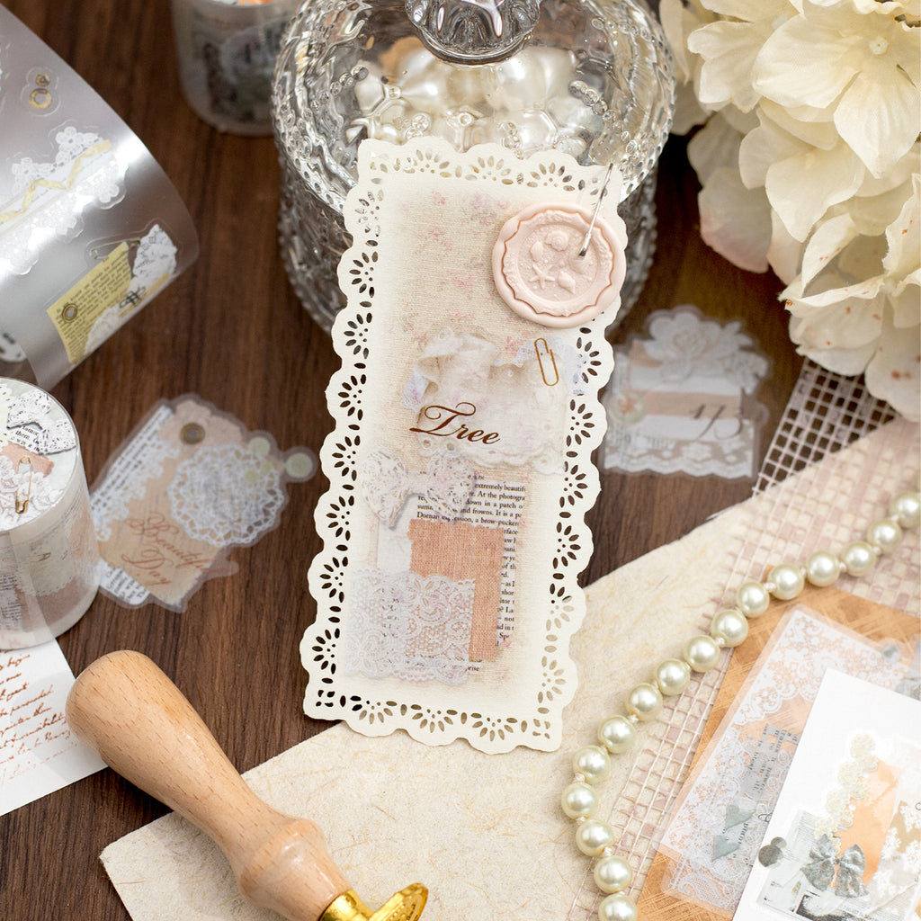 1 Roll Lace Theme PET Stickers Tape SMWR