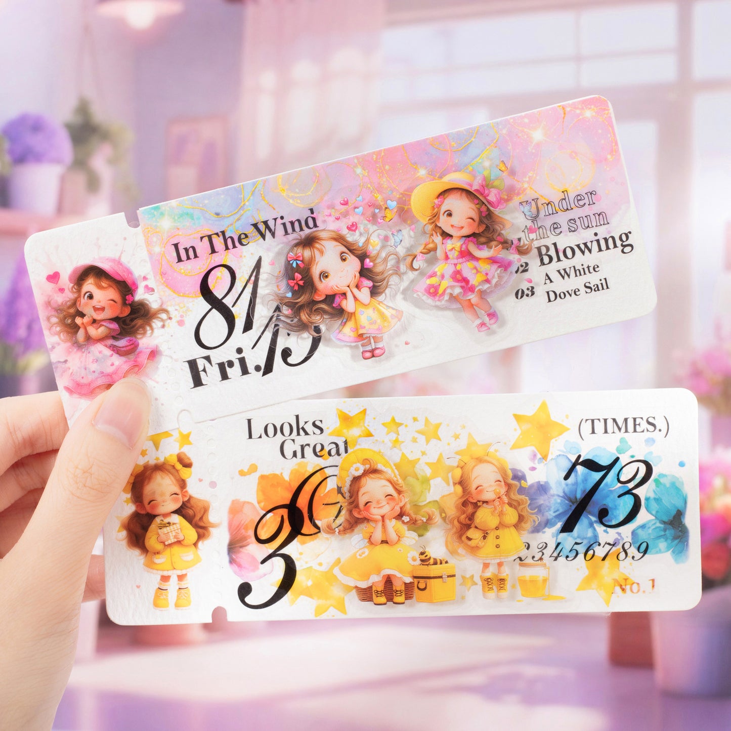 50 Pcs Cute Little Girl PET Stickers XYYXL