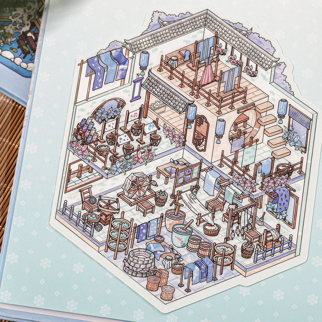 3D Classic House Scene DIY Stickers Book WSGF