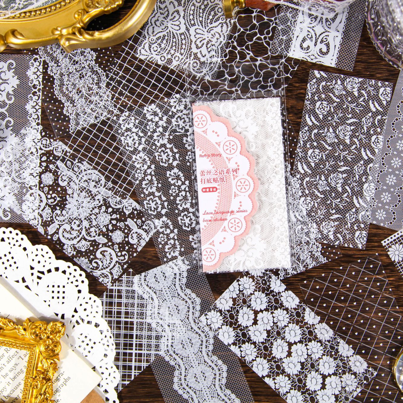 12 Pcs Lace PET Stickers LSZY