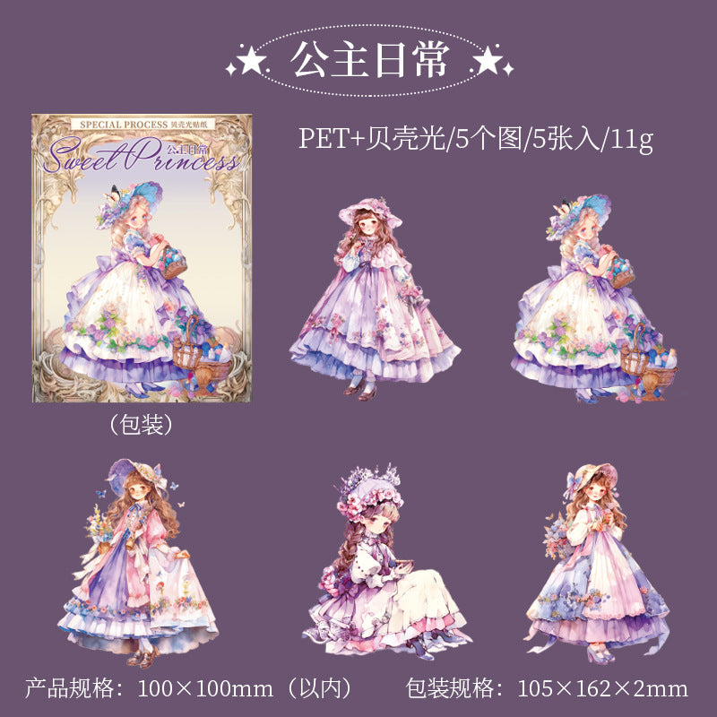 5 Pcs Princess PET Stickers TMGZ