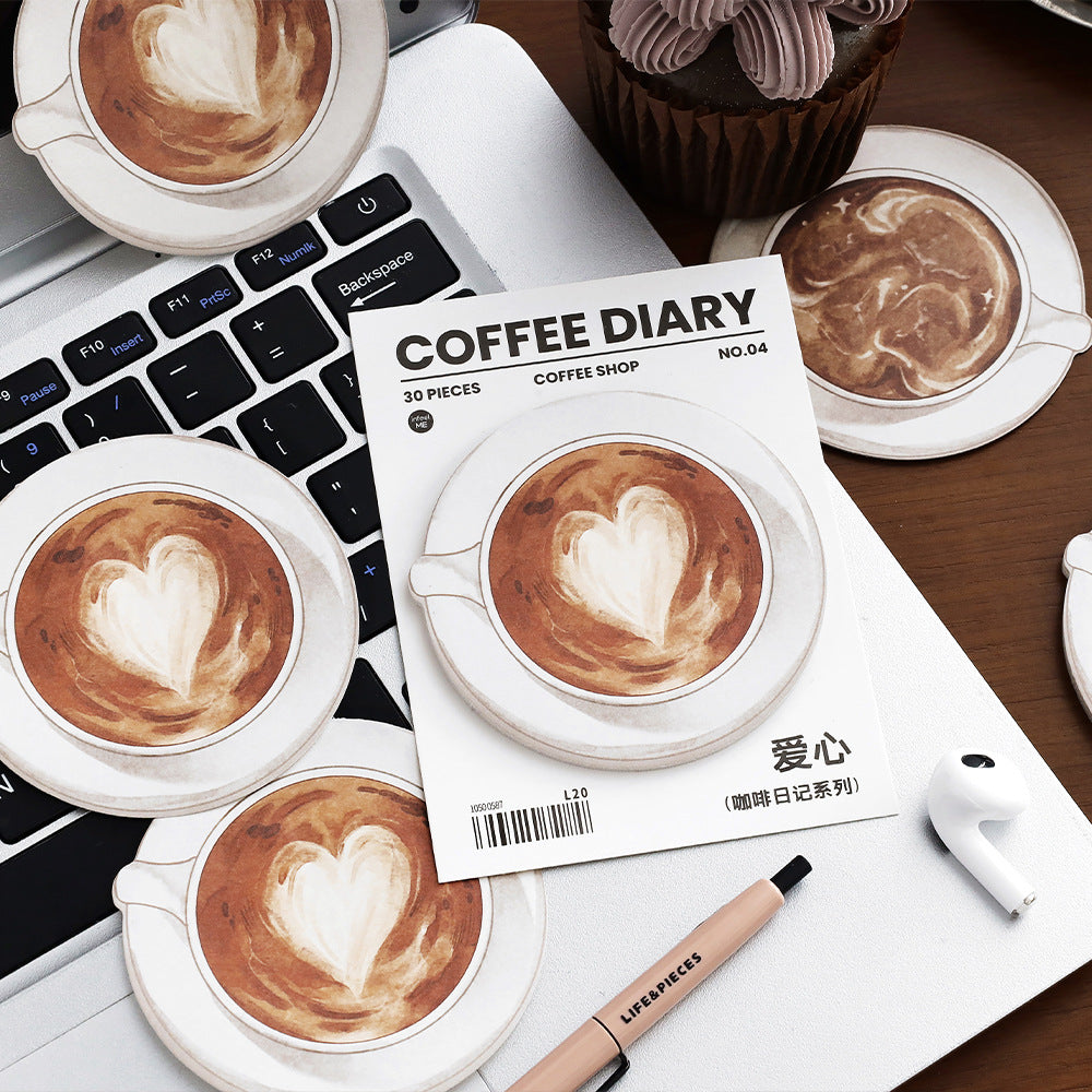 30 Pcs Coffee Theme Sticky Note Paper KFRJ