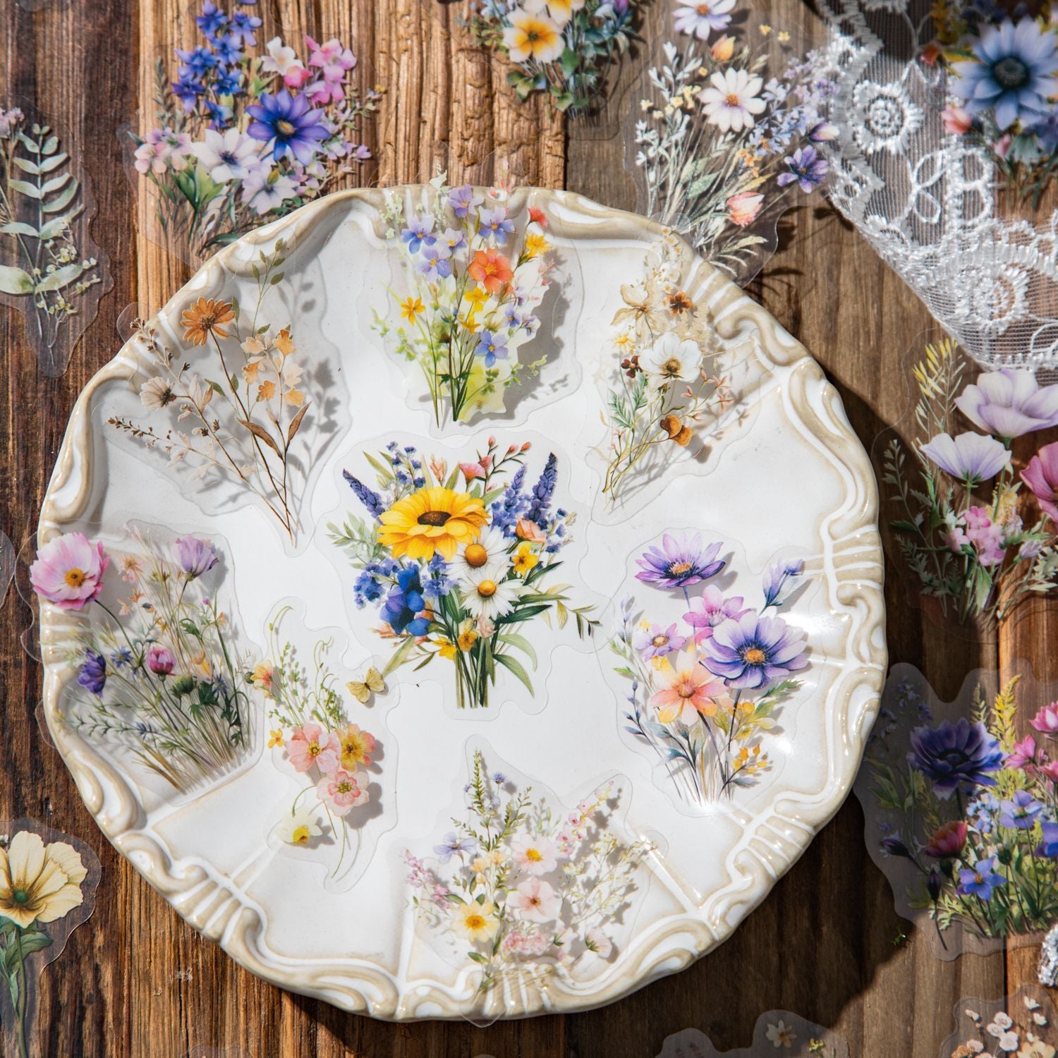 15 Pcs Wildflower PET Stickers BAHK