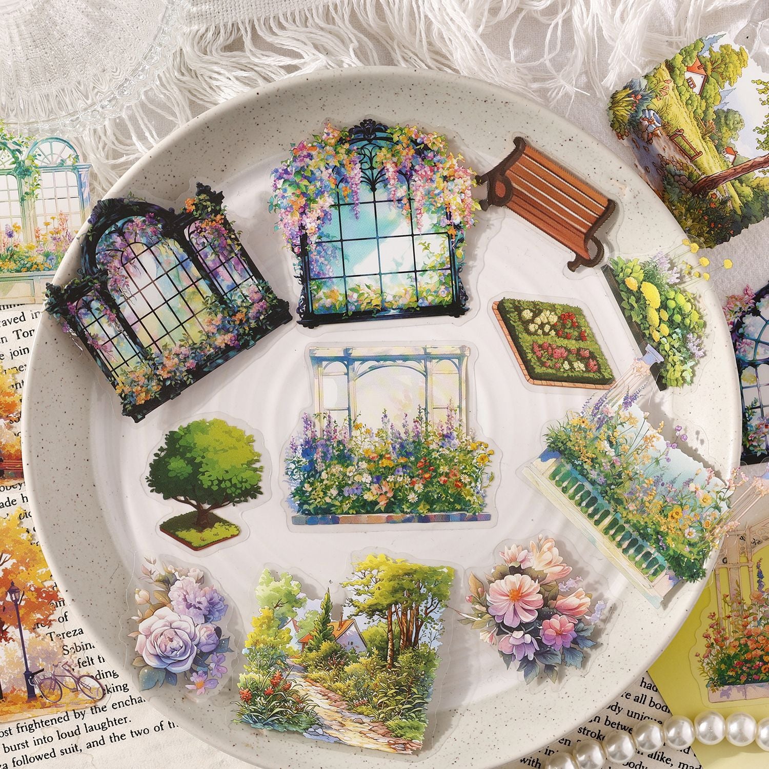17 Pcs Garden Landscape PET Stickers YHYSJ