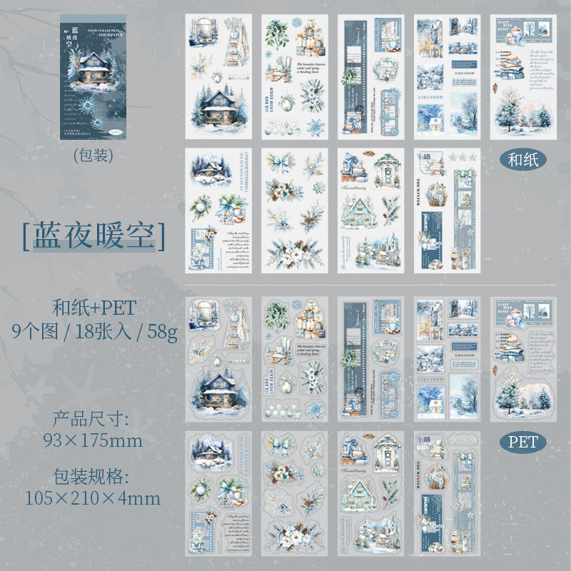 18 Sheets Snow Theme Stickers Book DRYXJ