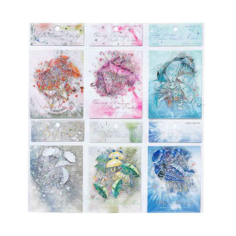 20 Pcs Umbrella Themed Stickers YJLX