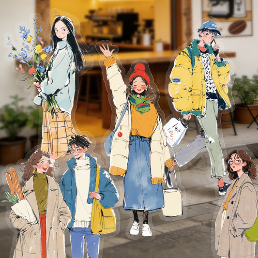 20 Pcs Urban Girl Boy PET Stickers CDMXL