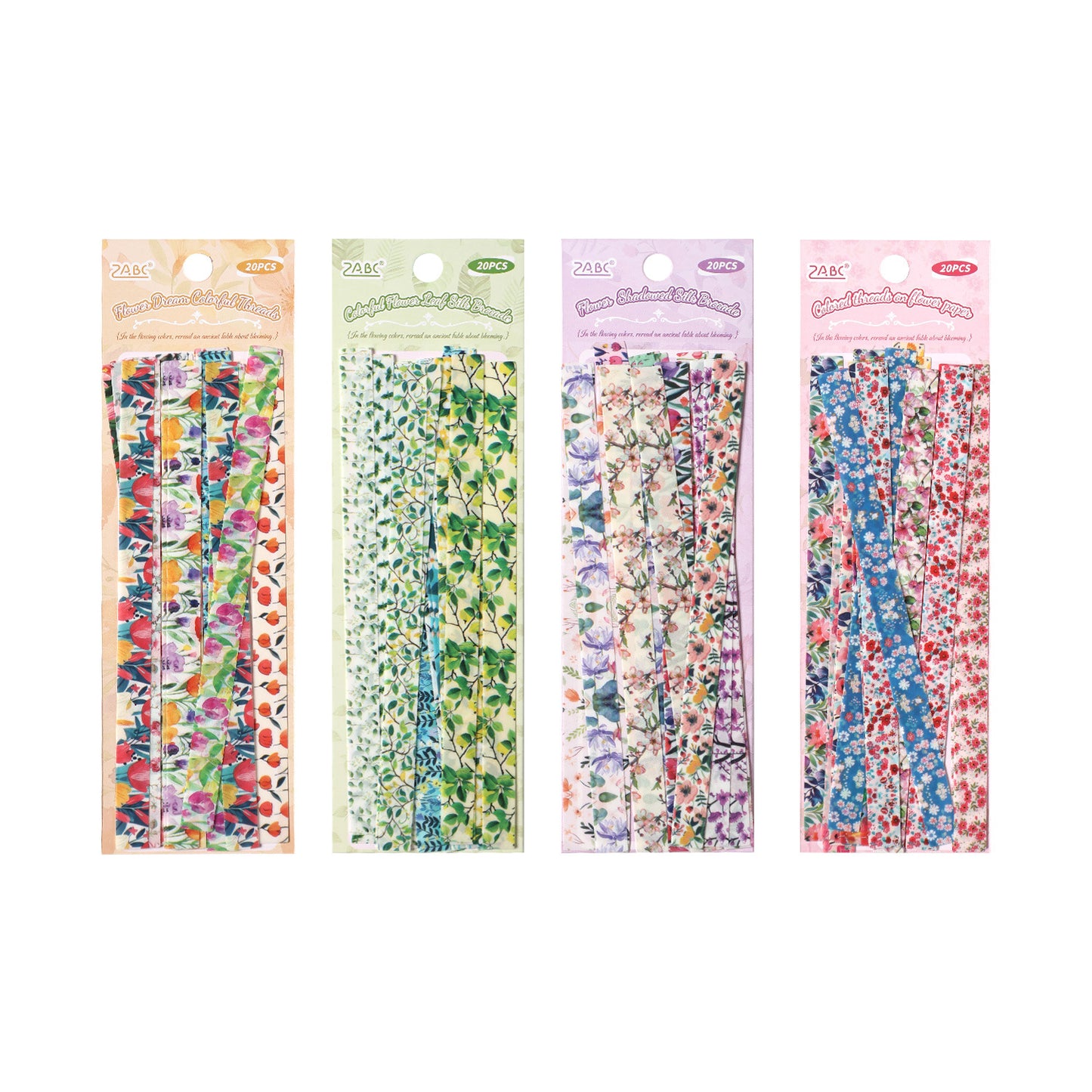 20 Pcs Floral Stripe PET Stickers HXCY