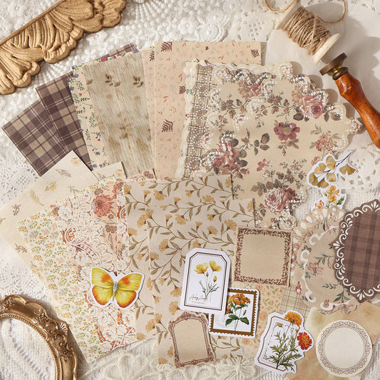 100 Pcs Floral Journal Paper and Stickers Starter Kit HJJS