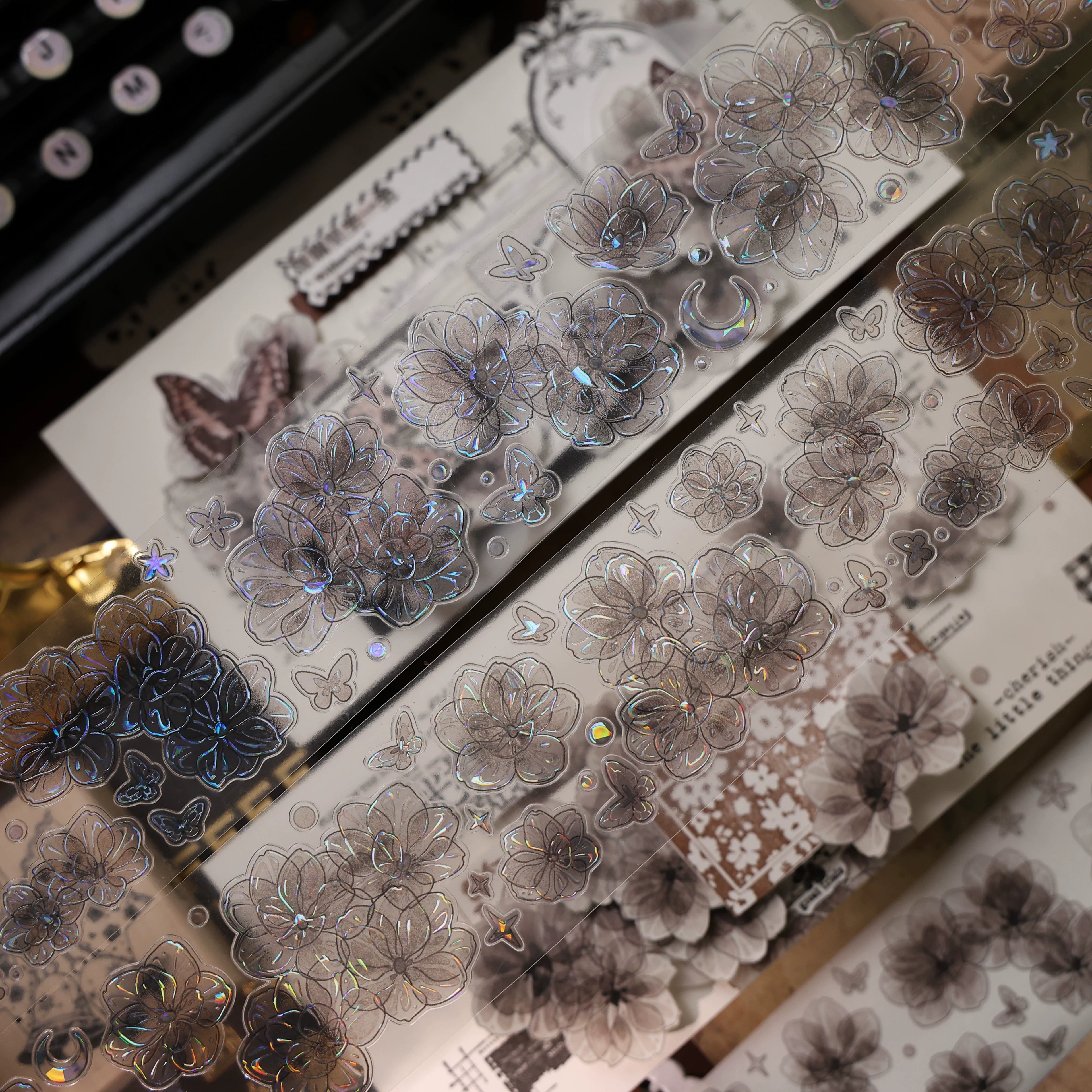 Floral Decorative Tape Rolls- Shadowed Petals
