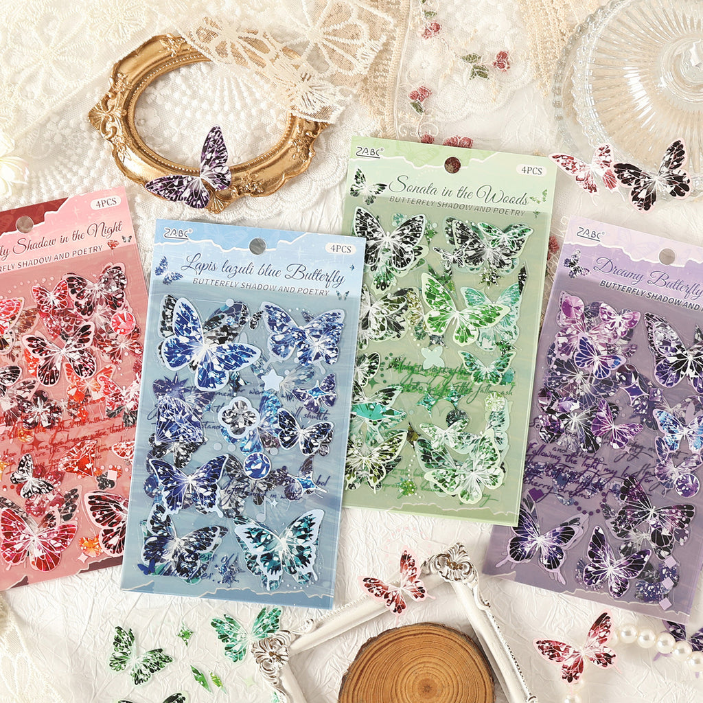 4 Sheets Butterfly PET Stickers MMDY