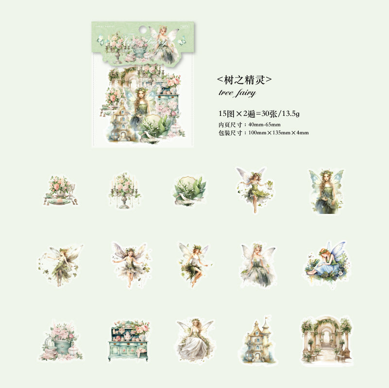 30 Pcs Fairy Girl PET Stickers SNPTWY