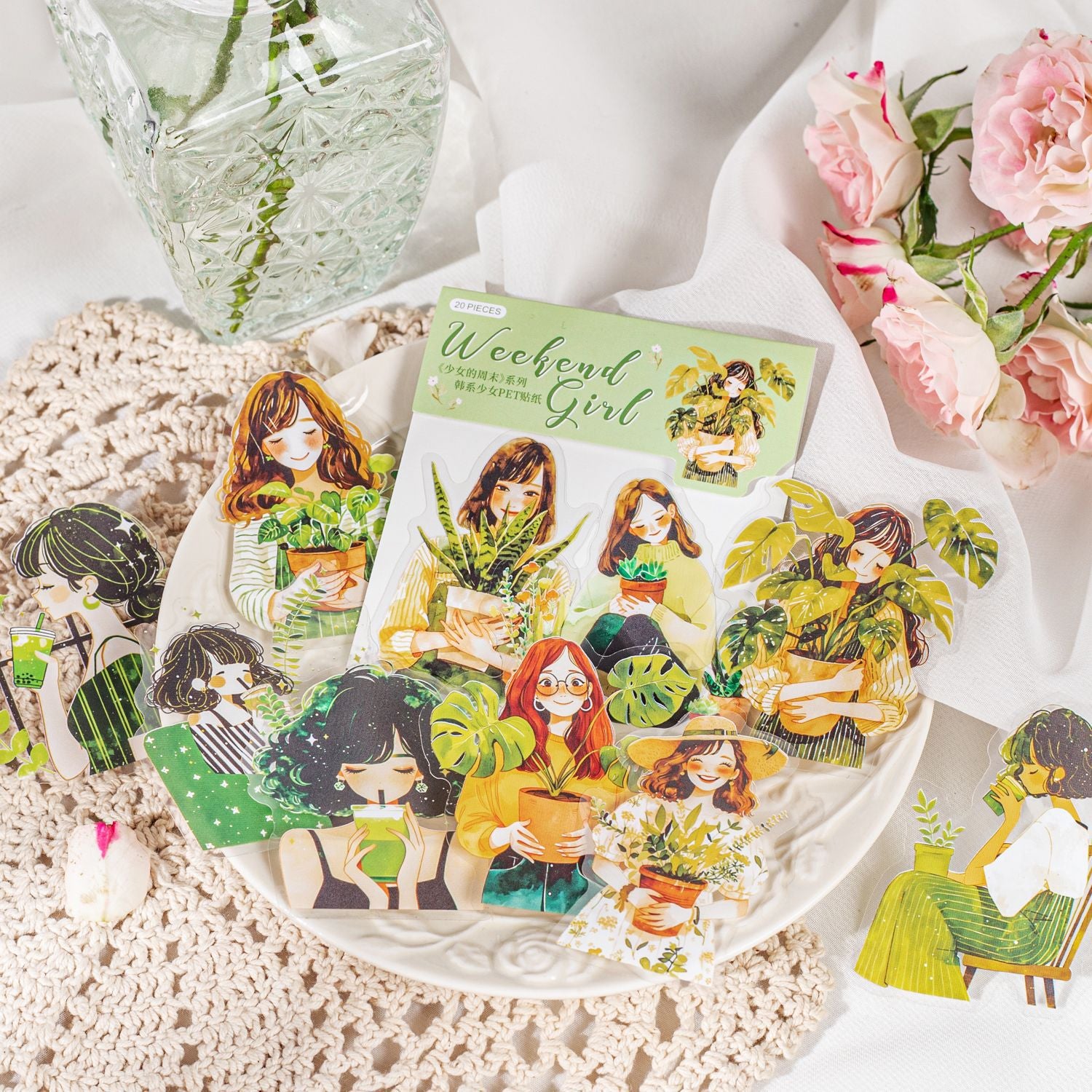 20 Pcs Life Style PET Girl Stickers SNZM