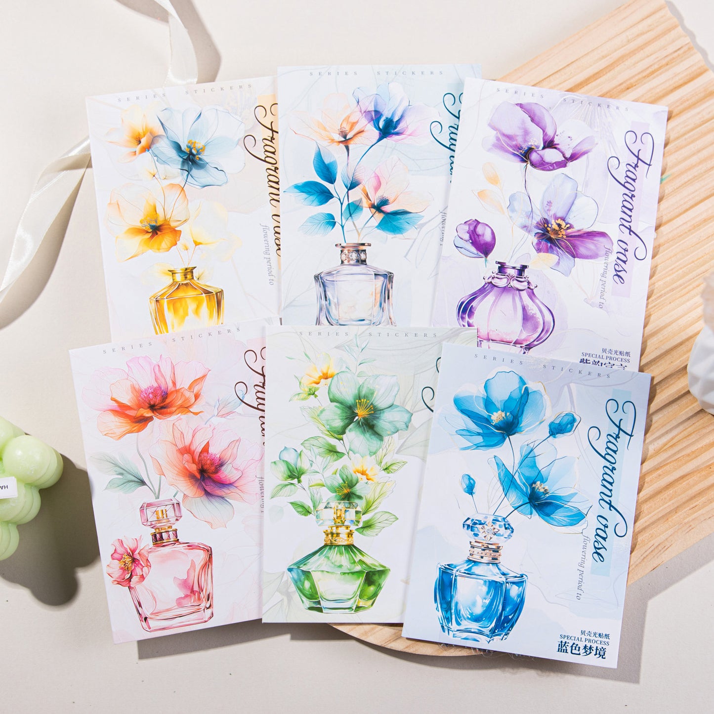 10 Pcs Flower and Bottle PET Stickers XPHQZ