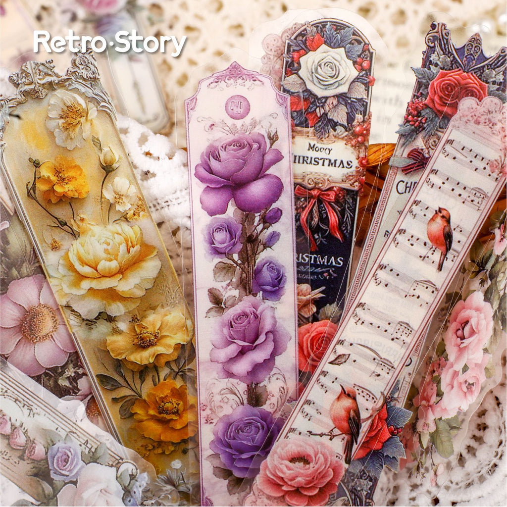 15 Pcs Vintage Flower PET Stickers FMXL