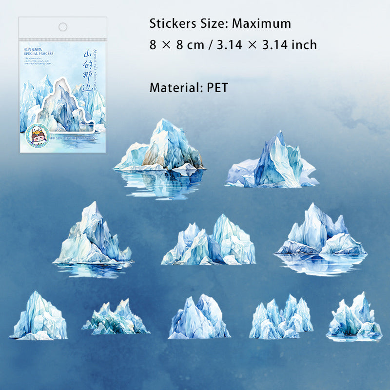 10 Pcs Glitter PET Mountain Stickers SDNB