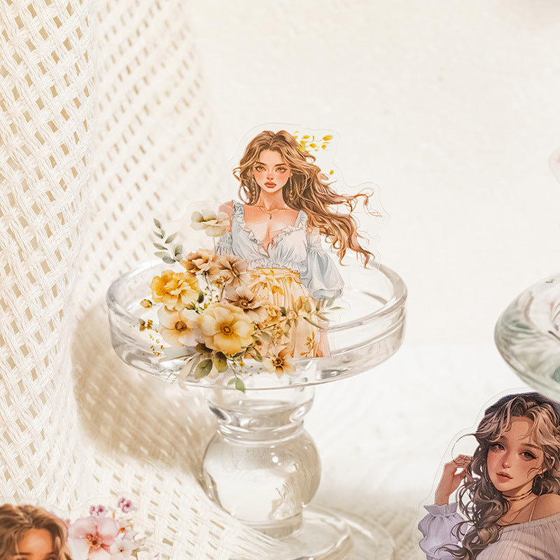 30 Pcs Flower and Girl PET Stickers HDYSJ