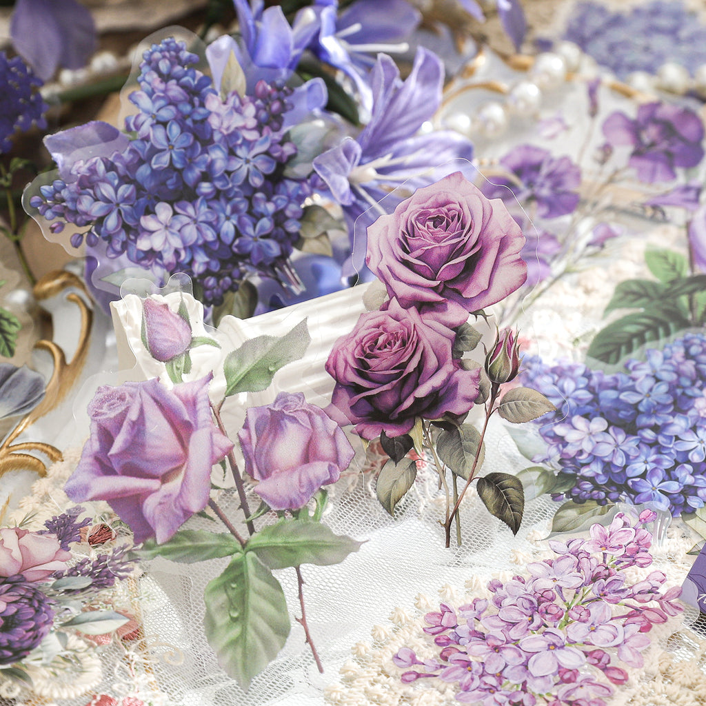 30 Pcs Vintage PET Flower Stickers JMHF