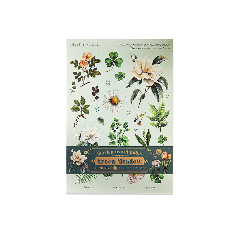 20 Sheets Flower Leaf PET Stickers Book LJHJ