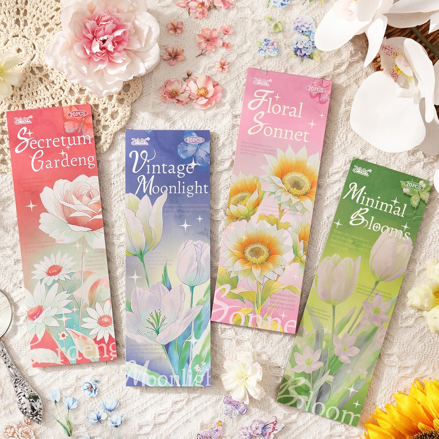 20 Sheets Flower Leaf Butterfly Stickers Book HJYL