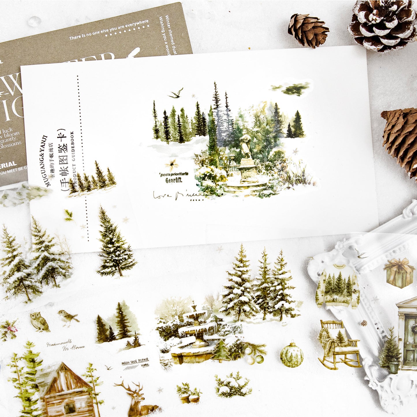 25 Sheets Winter Landscape Stickers Book SLXZ