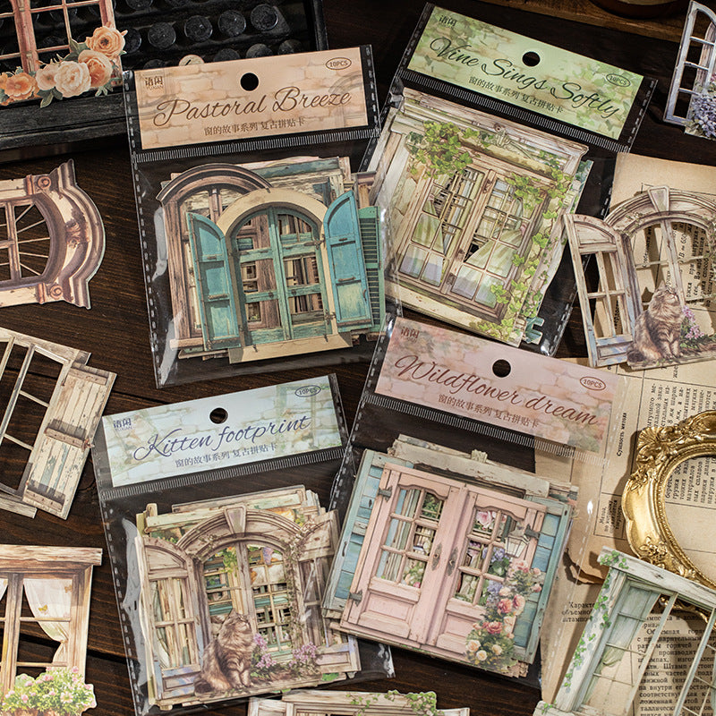 10 Pcs Windows Scrapbook Paper CDGS