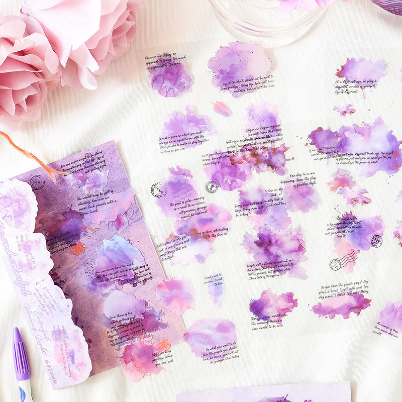6 Sheets Watercolor Splash PET Stickers CXLG