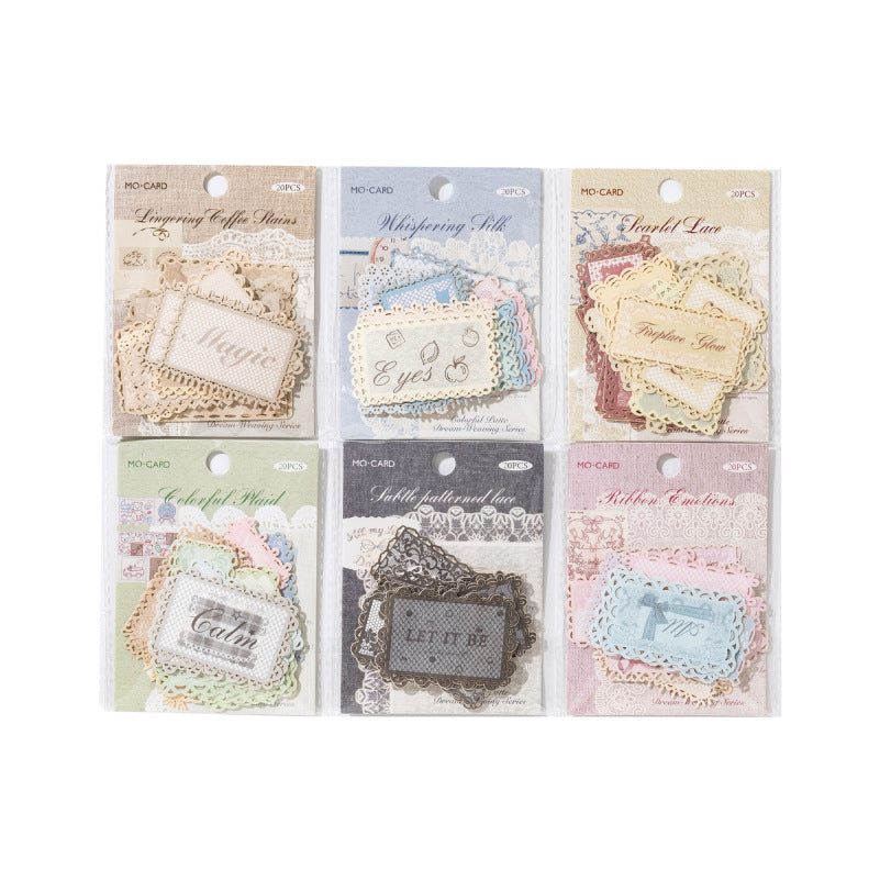 20 Pcs Vintage Lace Label Stickers CWZM