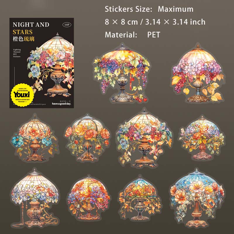 10 Pcs Prosperous Desk Lamp PET Stickers YMXC