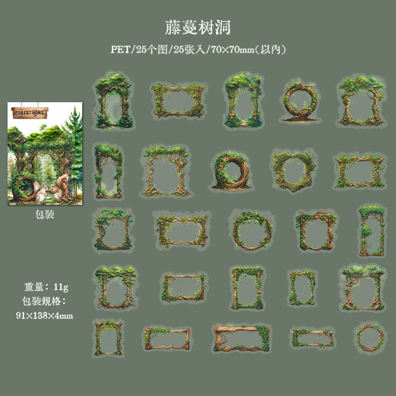 25 Pcs Forest Themed PET Stickers SLZJ
