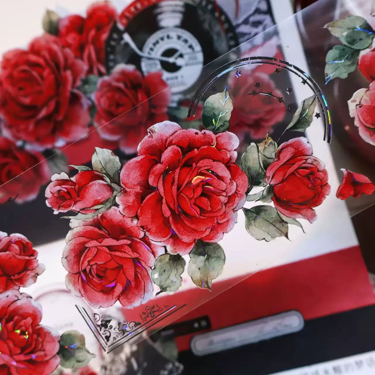 Floral Decorative Tape Rolls- Vintage Crimson